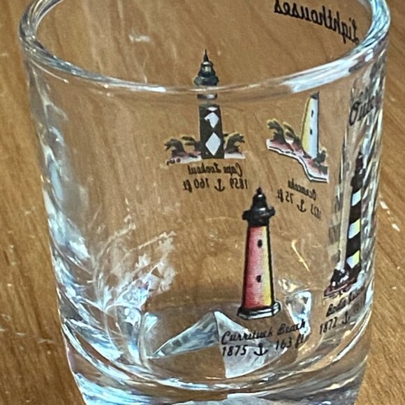 Outer Banks Lighthouses With Beveled Glass Bottom Clear Shot Glass - Picture 4 of 10
